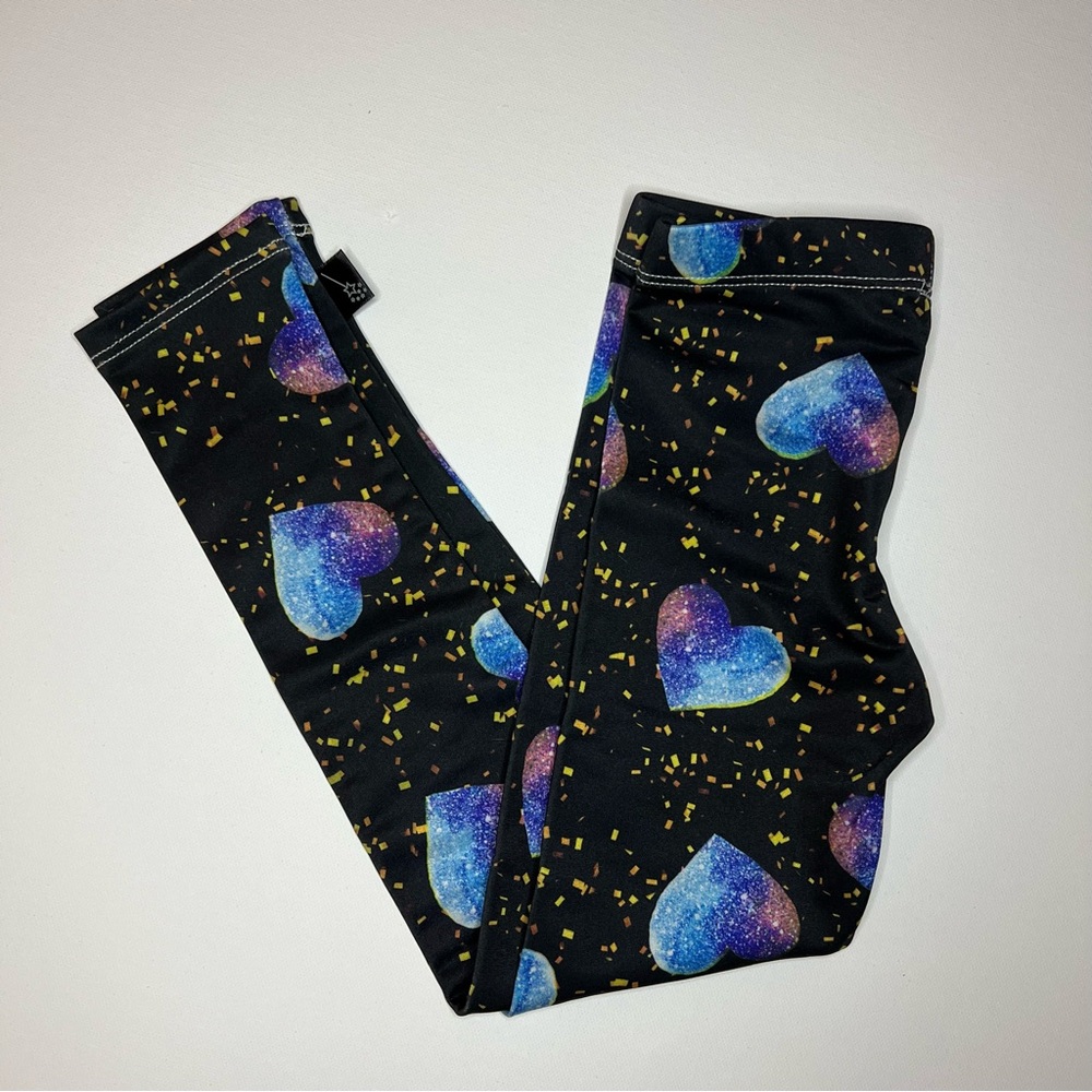 NWT PixieLane Girls Leggings Glitter Galaxy Hearts